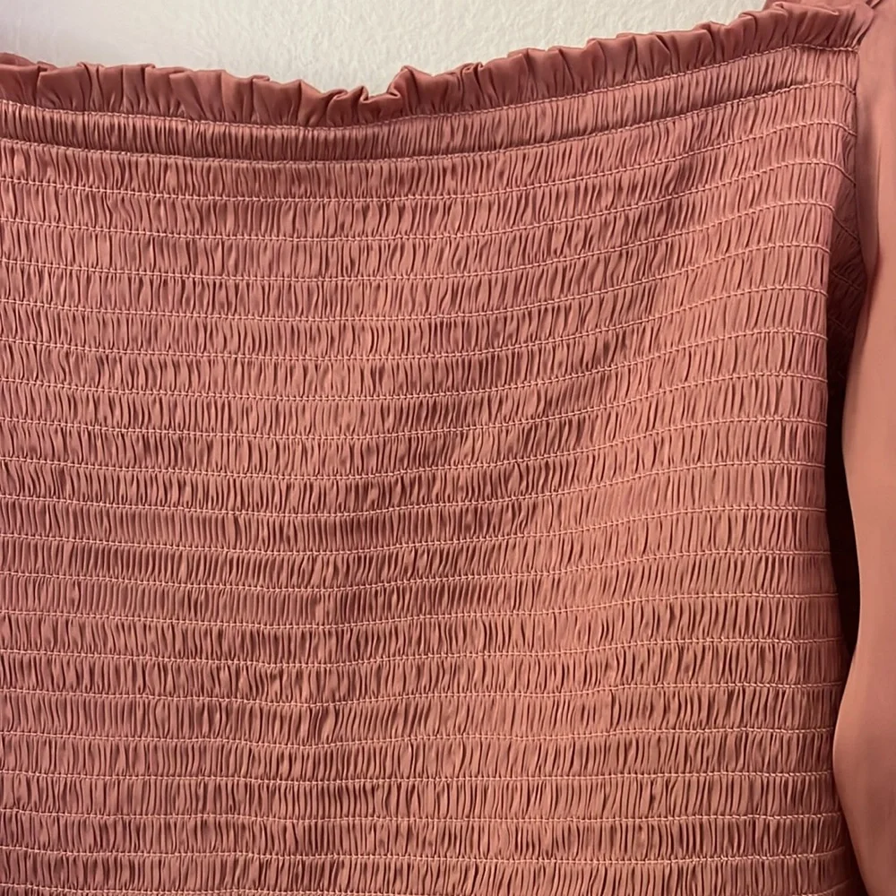 J. Crew Squareneck Smocked Featherweight Satin Cropped‎ Top in Pink size medium